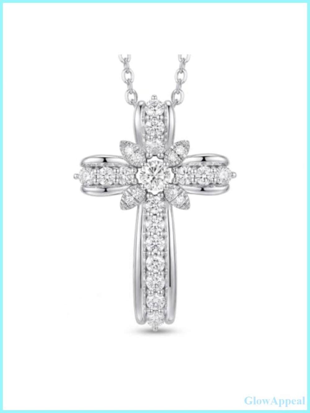 Moissanite Cross Pendant Necklace 925 Sterling Silver 1.38CTTW